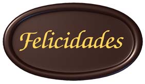 LETRERO CHOCOLATE OVALADO "FELICIDADES" 46x26 mm